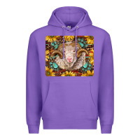 Purple merino ram with sunflowers and gemstone mousepad Premium Hoodie - BarkalooDesign