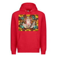 Red merino ram with sunflowers and gemstone mousepad Premium Hoodie - BarkalooDesign
