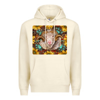 Sandshell merino ram with sunflowers and gemstone mousepad Premium Hoodie - BarkalooDesign