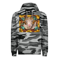 Slate Camo merino ram with sunflowers and gemstone mousepad Premium Hoodie - BarkalooDesign