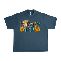 Midnight Navy Western Howdy Heifer With Simmental Cow Urban Heavy Tee - LillyAllenDesigns