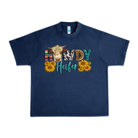 Navy Western Howdy Heifer With Simmental Cow Urban Heavy Tee - LillyAllenDesigns