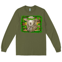 Army Green st patricks day sheep shamrock gold  serape leopard glitter Long Sleeve Tee - Artiststas