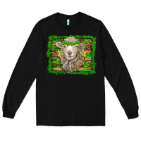 Black st patricks day sheep shamrock gold  serape leopard glitter Long Sleeve Tee - Artiststas