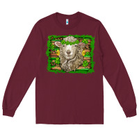Burgundy st patricks day sheep shamrock gold  serape leopard glitter Long Sleeve Tee - Artiststas