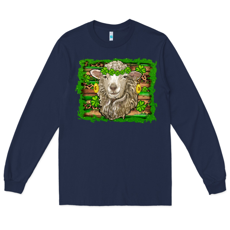 St Patricks Day Sheep Shamrock Gold  Serape Leopard Glitter Long Sleeve Tee by Artiststas | Teevron