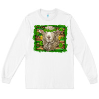 White st patricks day sheep shamrock gold  serape leopard glitter Long Sleeve Tee - Artiststas