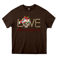 Chocolate Brown skull love christmas Heavy Core Tee - FaDigitalArtStudio