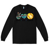 Black peace love softball Long Sleeve Tee - Artiststas