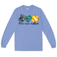 Colony Blue peace love softball Long Sleeve Tee - Artiststas
