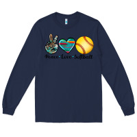 Navy peace love softball Long Sleeve Tee - Artiststas
