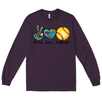 Plum peace love softball Long Sleeve Tee - Artiststas