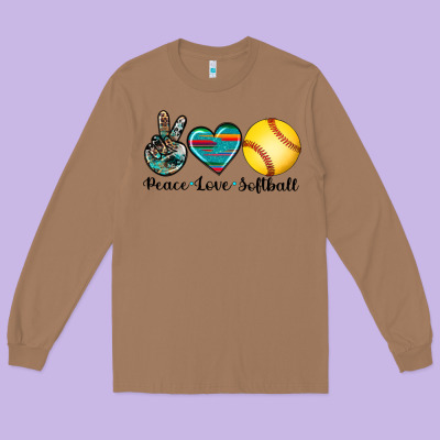Peace Love Softball Long Sleeve Tee Designed By Artiststas