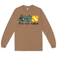 Toasted Coconut peace love softball Long Sleeve Tee - Artiststas