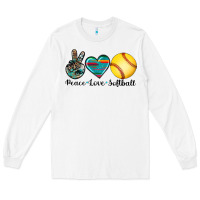White peace love softball Long Sleeve Tee - Artiststas