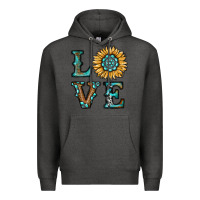 Charcoal Heather sunflower love Premium Hoodie - RanaPortraitStore