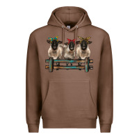 Chestnut 3 sheeps suffolk ewe with bandanas and fence Premium Hoodie - BarkalooDesign
