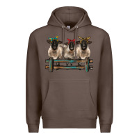 Coffee 3 sheeps suffolk ewe with bandanas and fence Premium Hoodie - BarkalooDesign