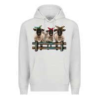Dove Grey 3 sheeps suffolk ewe with bandanas and fence Premium Hoodie - BarkalooDesign