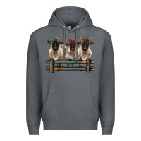 Rock 3 sheeps suffolk ewe with bandanas and fence Premium Hoodie - BarkalooDesign