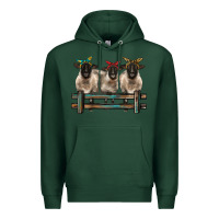 Sports Green 3 sheeps suffolk ewe with bandanas and fence Premium Hoodie - BarkalooDesign