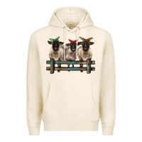 Tofu 3 sheeps suffolk ewe with bandanas and fence Premium Hoodie - BarkalooDesign