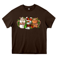 Chocolate Brown Christmas coffee cups Heavy Core Tee - FaDigitalArtStudio