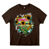 Chocolate Brown Durango State Of Mexico Map Heavy Core Tee - RanaPortraitStore