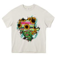 Cream Durango State Of Mexico Map Heavy Core Tee - RanaPortraitStore