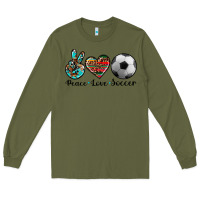Army Green peace love soccer Long Sleeve Tee - Artiststas