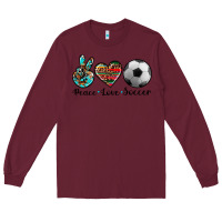 Burgundy peace love soccer Long Sleeve Tee - Artiststas