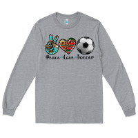Heather Grey peace love soccer Long Sleeve Tee - Artiststas