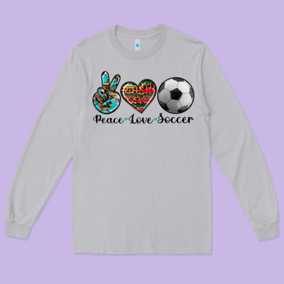 Peace Love Soccer Long Sleeve Tee Designed By Artiststas