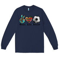 Navy peace love soccer Long Sleeve Tee - Artiststas