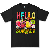Black Hello Sweet Summer Time Premium Tee - CowhideDigitalArt