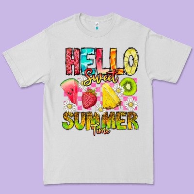 Hello Sweet Summer Time Premium Tee Designed By Cowhidedigitalart