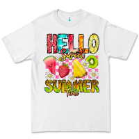 White Hello Sweet Summer Time Premium Tee - CowhideDigitalArt