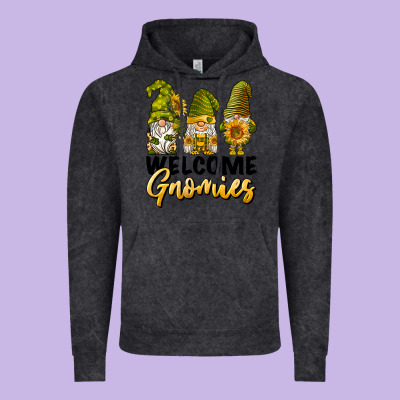 Welcome Gnomies Sunflowers Vintage Hoodie Designed By Barkaloodesign