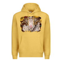 Antique Gold merino ram with sunflowers Premium Hoodie - BarkalooDesign