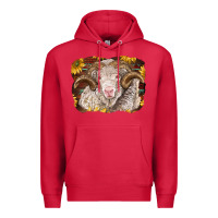 Cardinal merino ram with sunflowers Premium Hoodie - BarkalooDesign