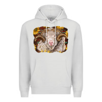 Dove Grey merino ram with sunflowers Premium Hoodie - BarkalooDesign