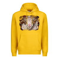 Lemon merino ram with sunflowers Premium Hoodie - BarkalooDesign