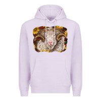 Lilac merino ram with sunflowers Premium Hoodie - BarkalooDesign