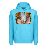 Ocean Blue merino ram with sunflowers Premium Hoodie - BarkalooDesign