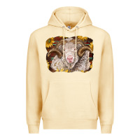 Pina Colada merino ram with sunflowers Premium Hoodie - BarkalooDesign