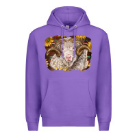 Purple merino ram with sunflowers Premium Hoodie - BarkalooDesign