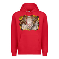 Red merino ram with sunflowers Premium Hoodie - BarkalooDesign