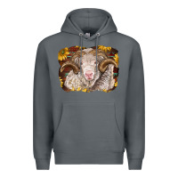 Rock merino ram with sunflowers Premium Hoodie - BarkalooDesign