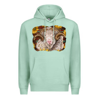 Seafoam merino ram with sunflowers Premium Hoodie - BarkalooDesign
