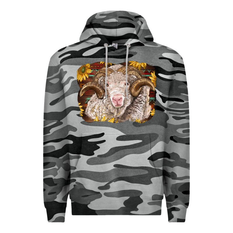 Merino Ram With Sunflowers Premium Hoodie by BarkalooDesign | Teevron